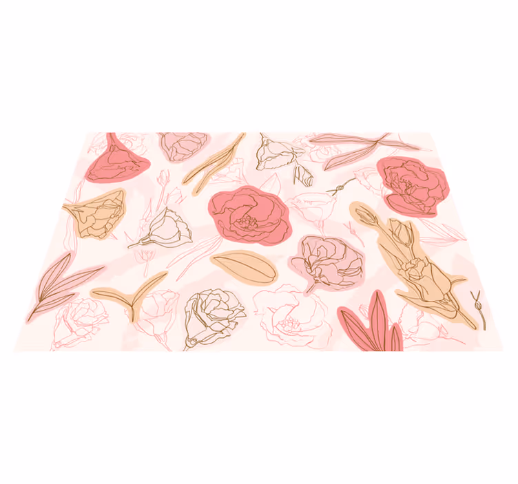 Botanical Outline Style flower vinyl rug - TenStickers