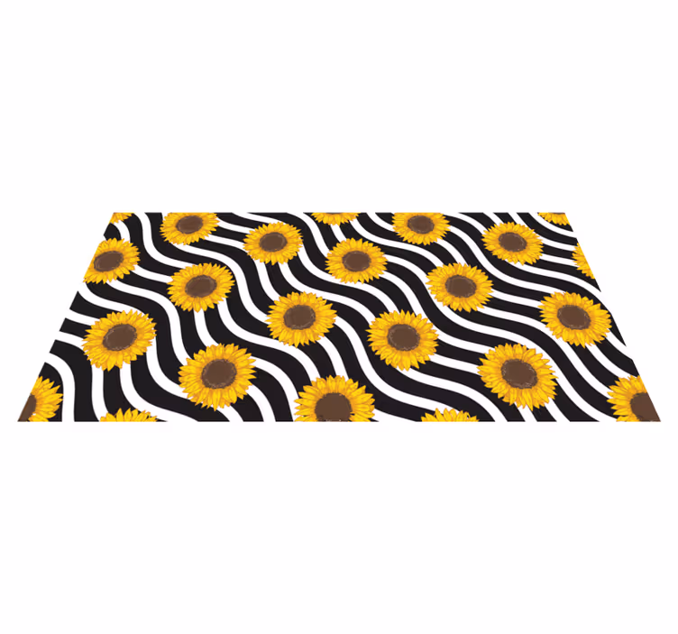 Sunflowers on stripy background vinyl rug - TenStickers