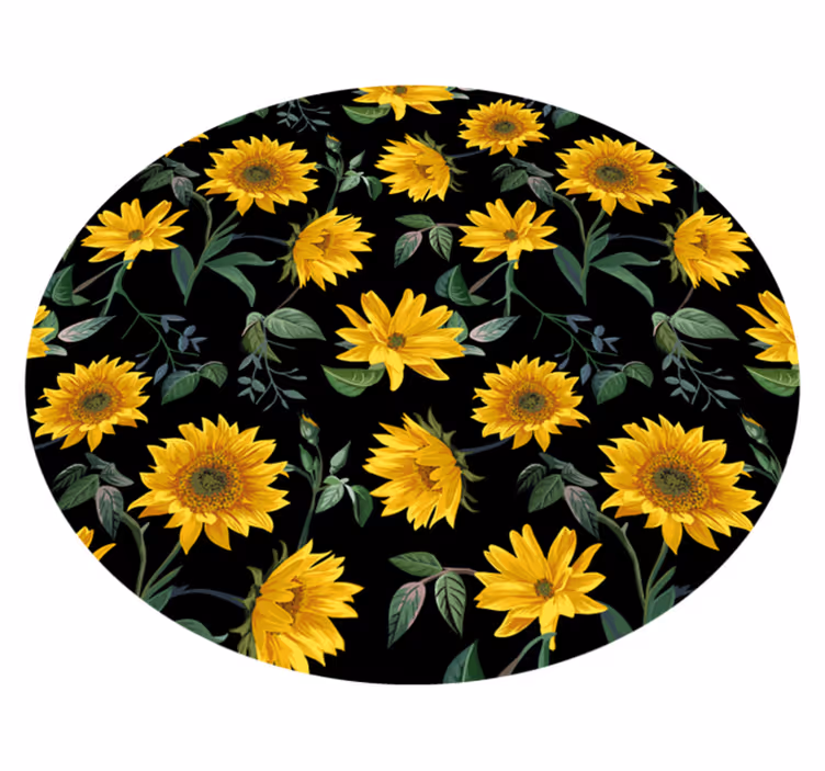 Sunflower Floral Motif flower vinyl rug - TenStickers