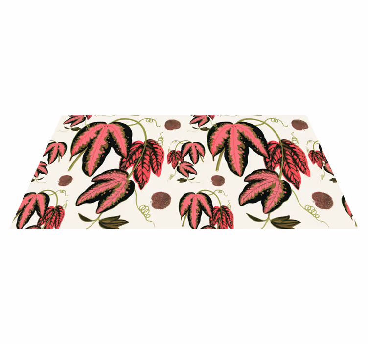 Pink Leaf Pattern flower vinyl rug - TenStickers