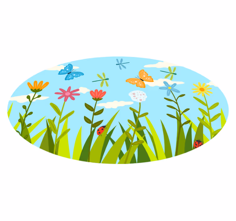 Dragonflies flying around flowers  rug - TenStickers