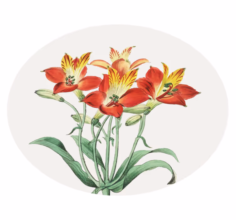 Lively Red Blossoms flower vinyl rug - TenStickers