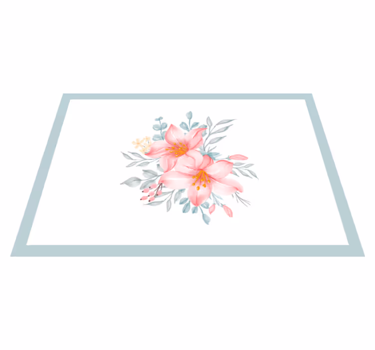 Pink Floral Elegance flower vinyl rug - TenStickers