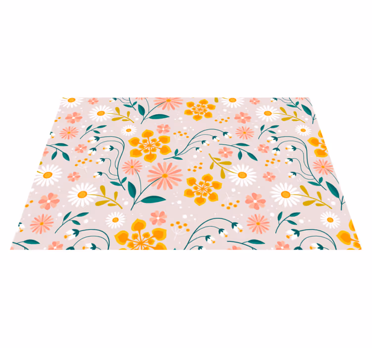 Daisy field design flower vinyl rug - TenStickers