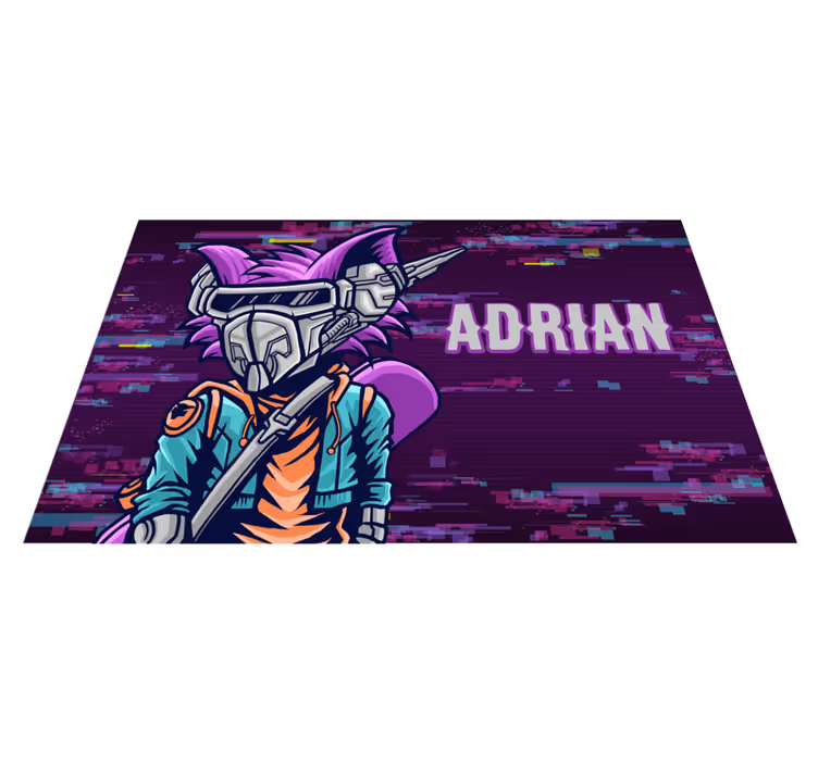 Custom futuristic character teenager vinyl rug - TenStickers