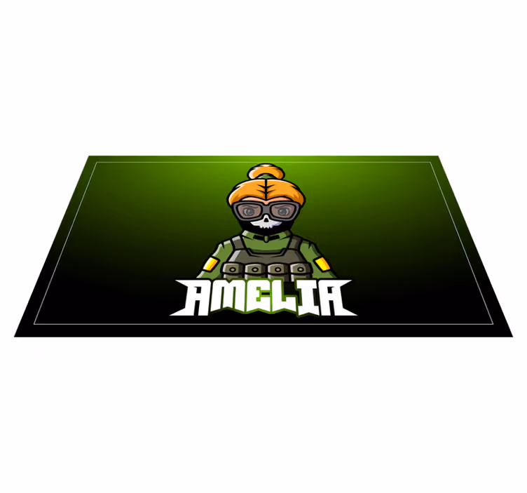 Woman soldier with name teenager vinyl rug - TenStickers