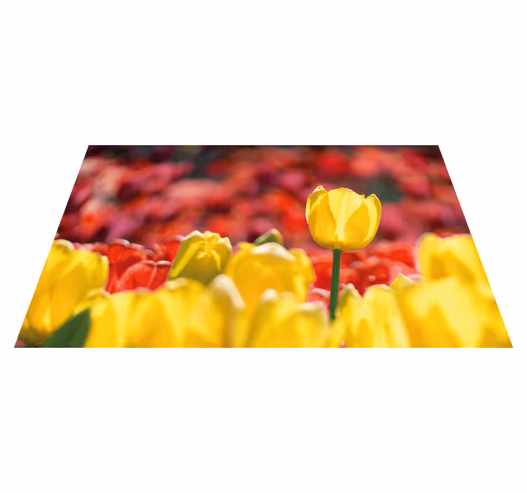 Yellow tulip blooms flower vinyl rug - TenStickers