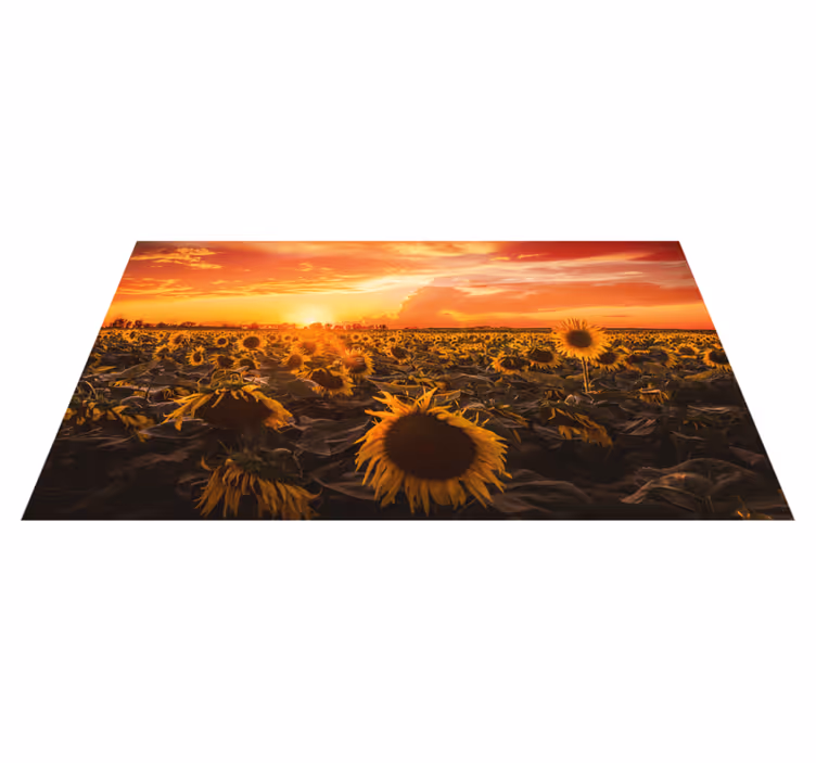Sunflower Sunset Scene flower vinyl rug - TenStickers