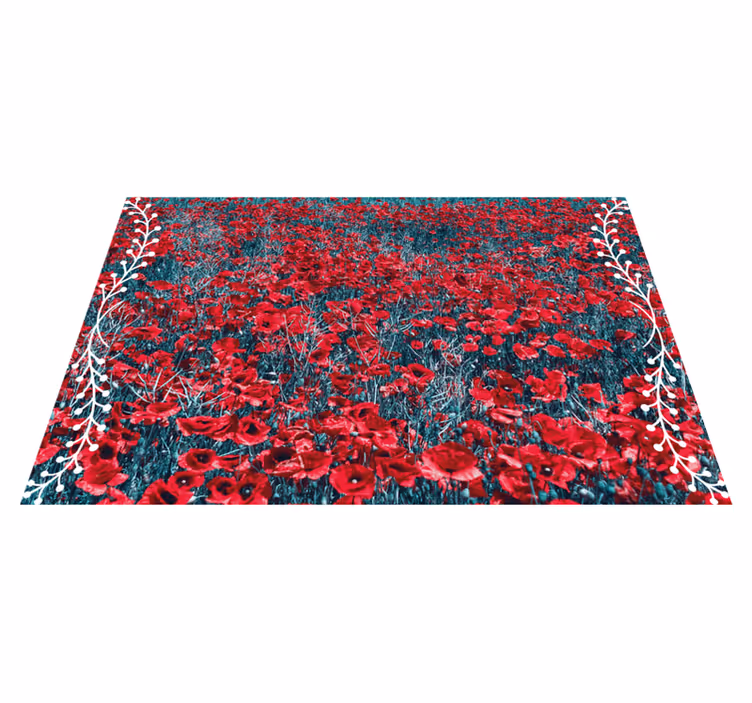 Flower vinyl rug vibrant poppy field - TenStickers