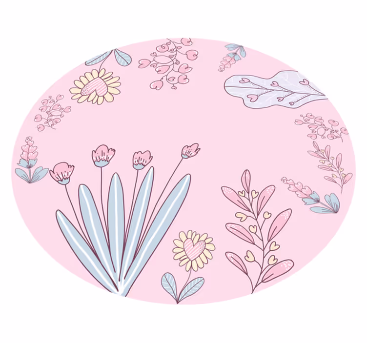 Floral Heart Patterns flower vinyl rug - TenStickers