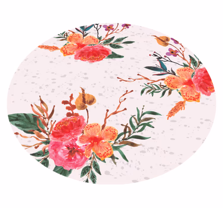 Peonies and orchids flower vinyl rug - TenStickers