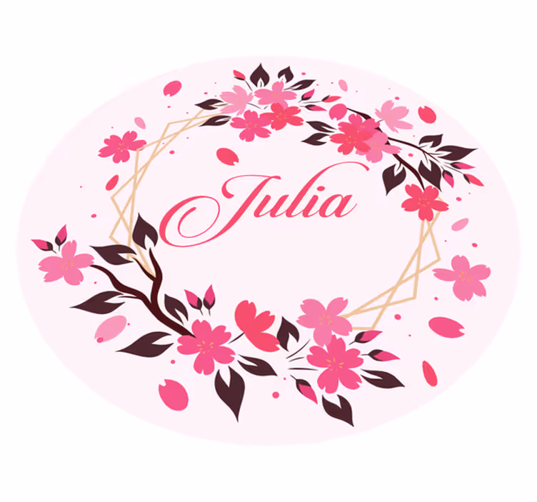 Circle of cherry blossoms with name floral rug - TenStickers