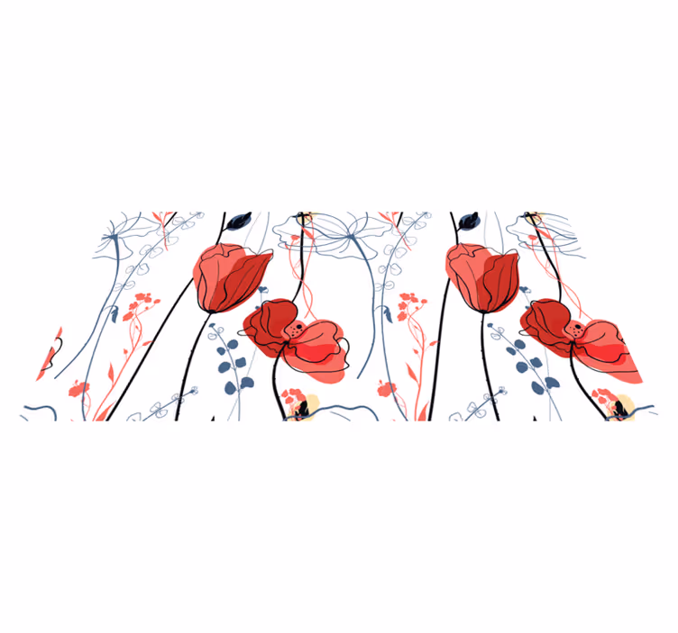Crimson Blossom Grace flower vinyl rug - TenStickers