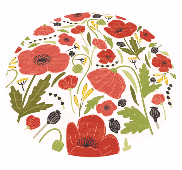 Red Poppy Blossoms flower vinyl rug - TenStickers