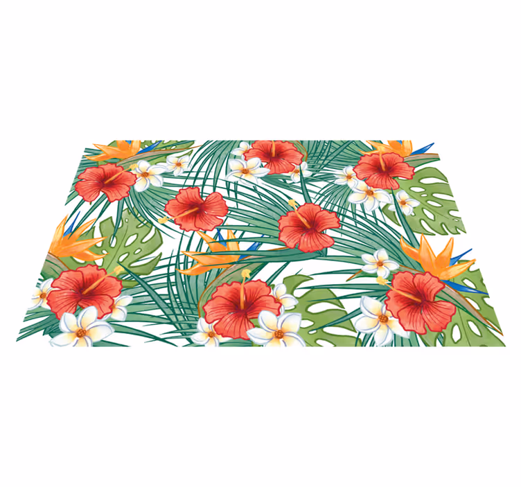 Poppies with green leaves floral rug - TenStickers