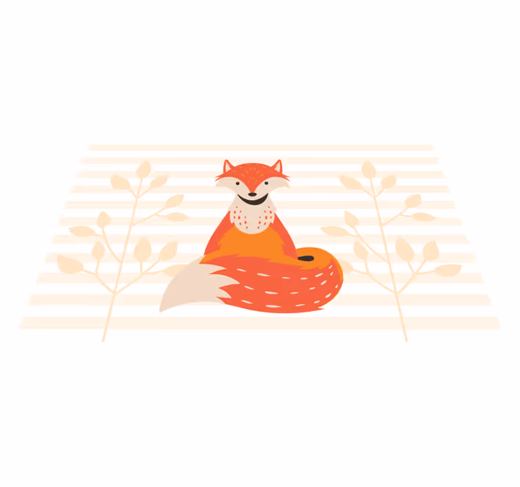 Cute Fox Illustration kids vinyl rug - TenStickers