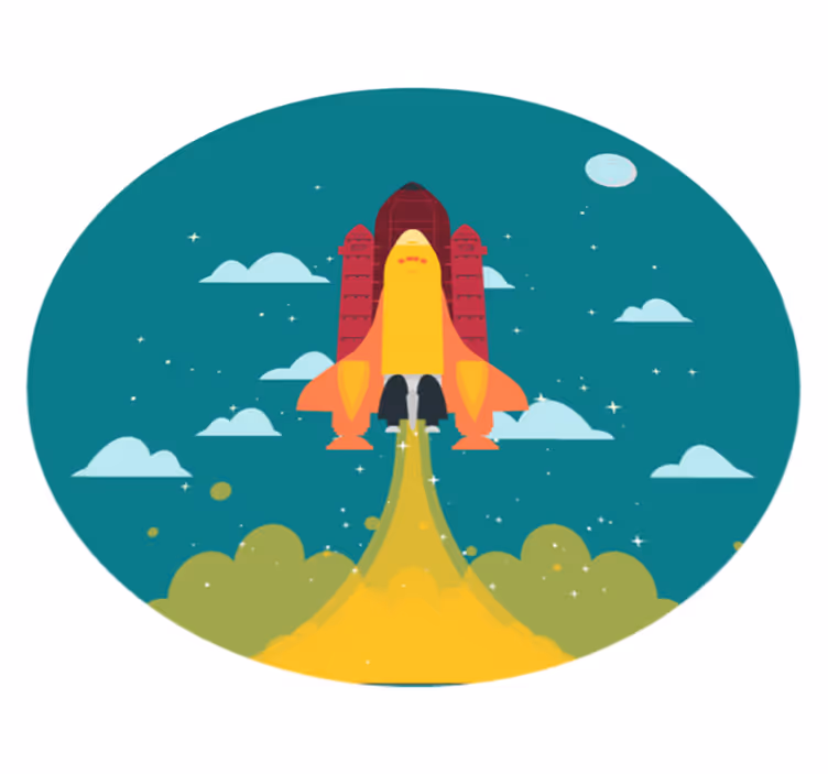 Cartoon rocket launching to space star rug - TenStickers