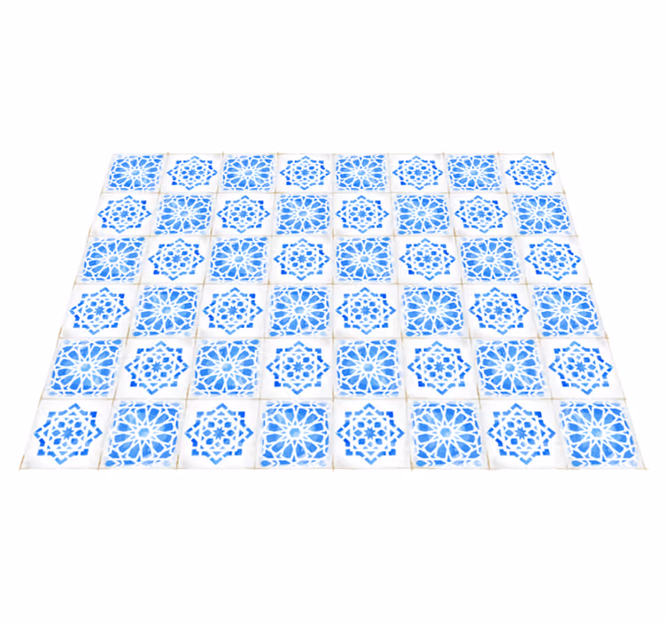 Intricate Blue Patterns tile vinyl rug - TenStickers