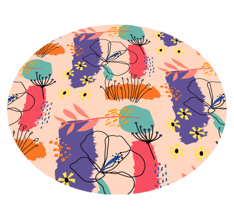 Bright Floral Motifs flower vinyl rug - TenStickers