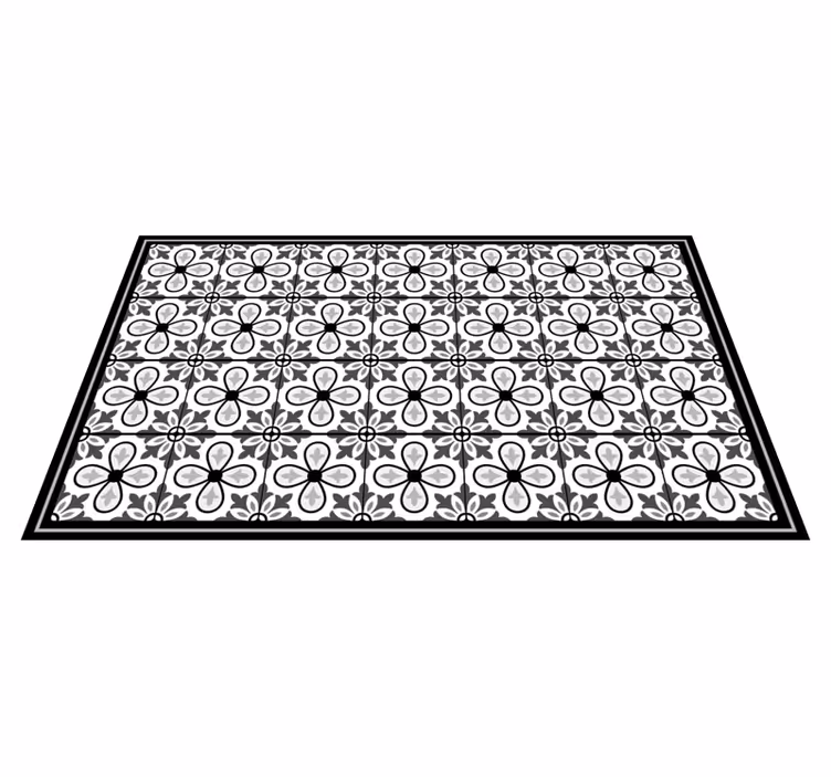 Grey floral motif tile vinyl rug - TenStickers