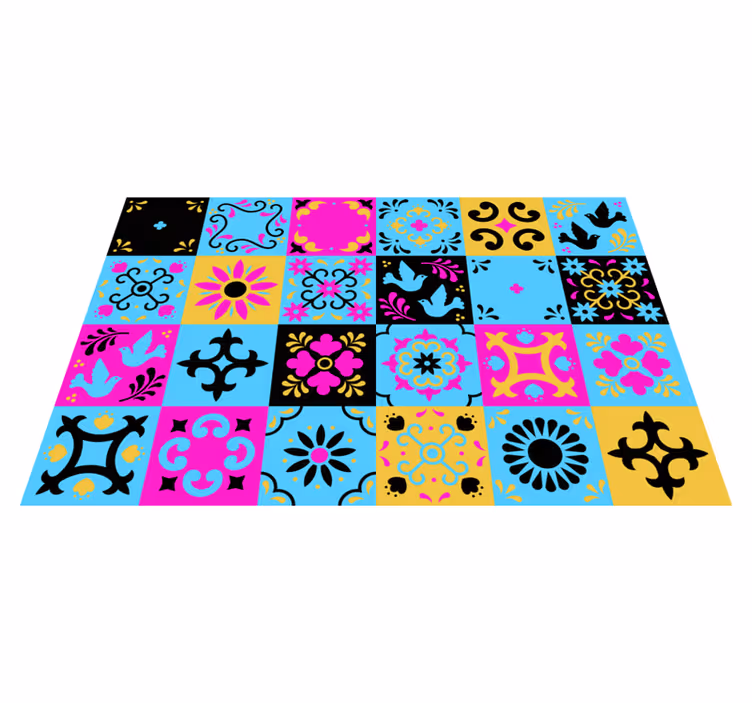 flower colorful tiles kitchen floor tiles - TenStickers