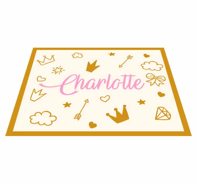 Princess theme with name custom vinyl rug - TenStickers