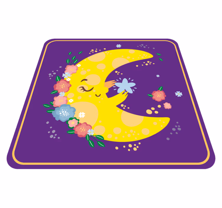 Moon and stars design square vinyl rug - TenStickers