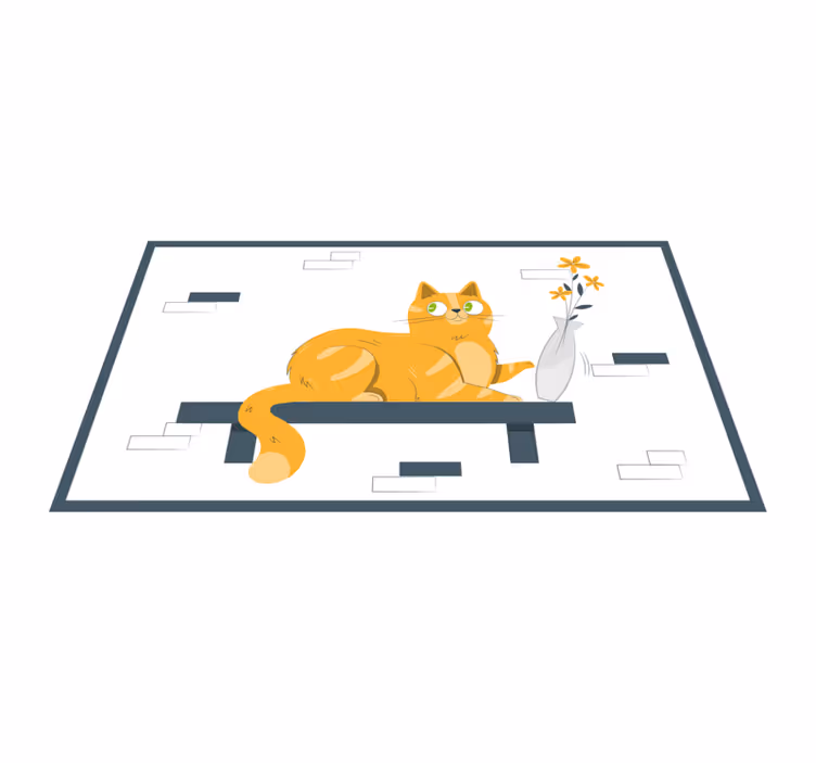 Playful Cat Scene vinyl rug - TenStickers