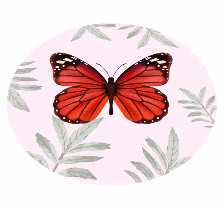 Elegant red butterfly design circular rug - TenStickers