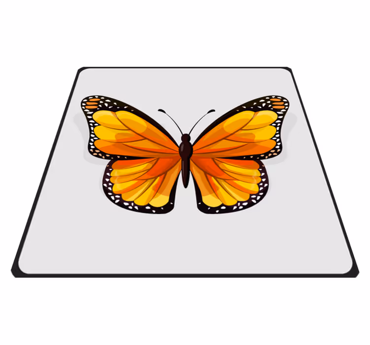 Yellow and orange butterfly square vinyl rug - TenStickers