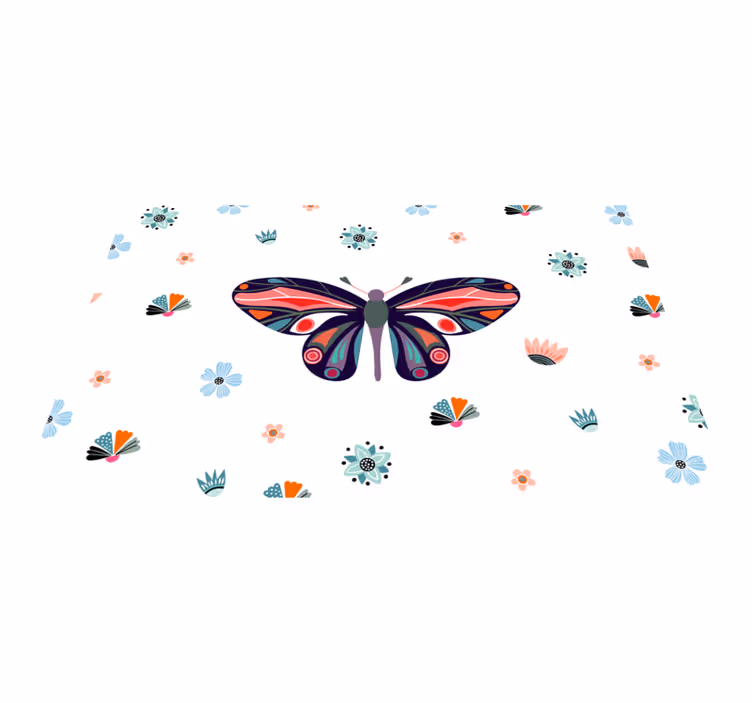 Stylish colorful butterfly bedroom rug - TenStickers