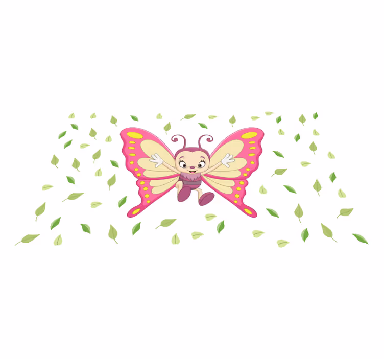 Happy baby butterfly illustration animal rug - TenStickers