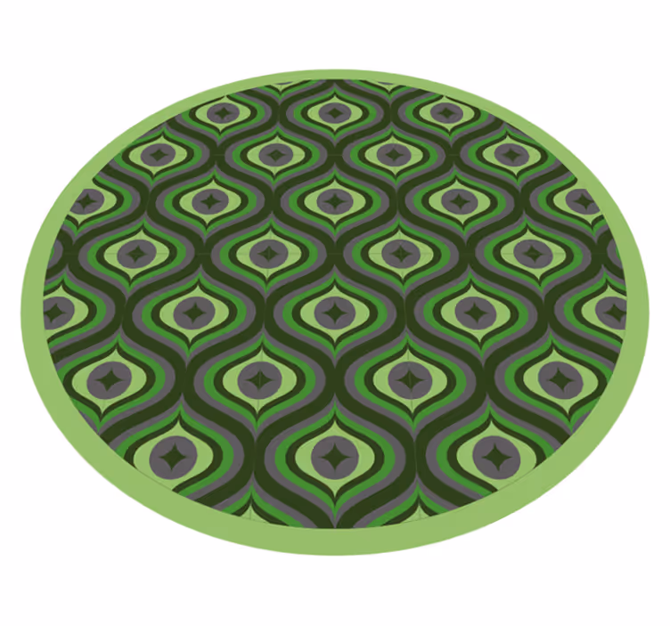 Geometric green groovy pattern bedroom rug - TenStickers