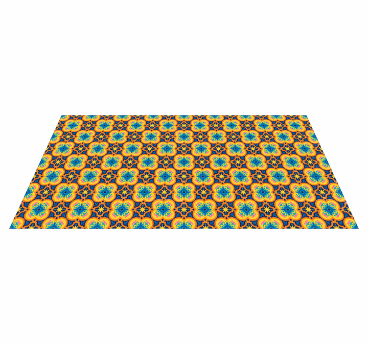 Yellow and blue oriental boho texture carpet - TenStickers