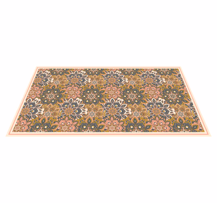 Pink, brown and blue mandala boho  vinyl rug - TenStickers