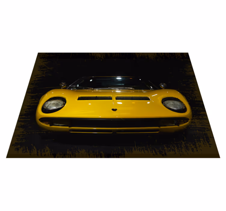 Classic Yellow Sportscar road vinyl rug - TenStickers