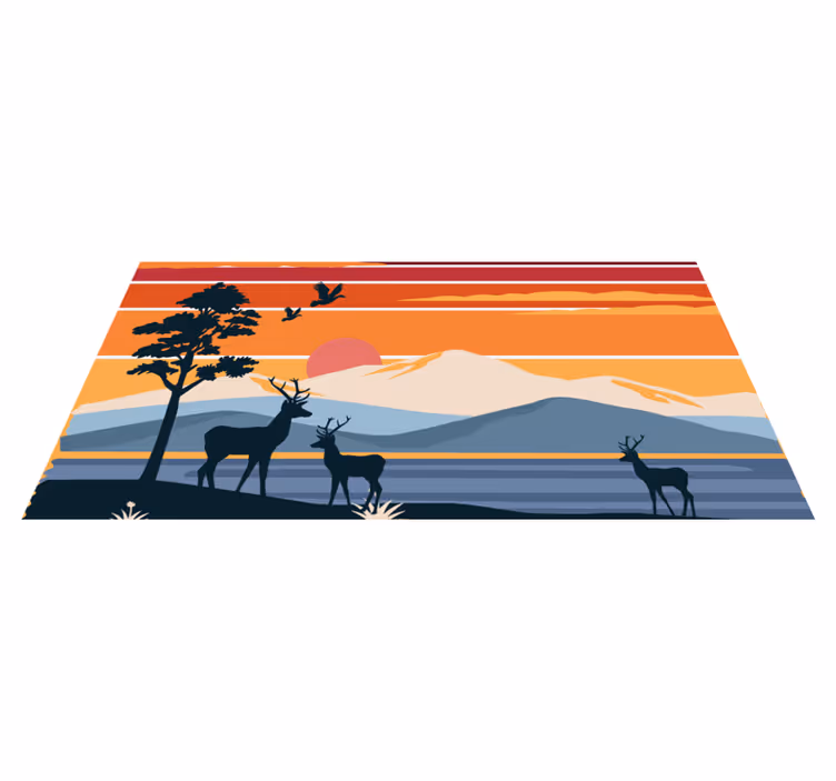 Reindeers and lake cute design modern rug - TenStickers