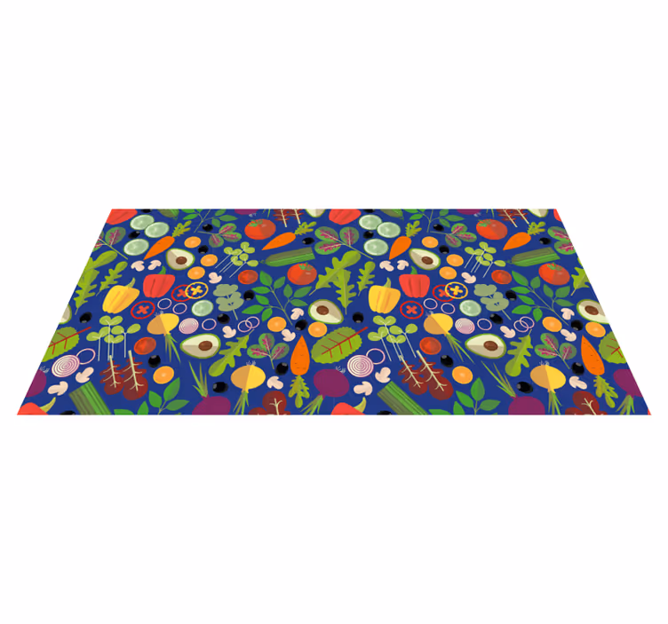 Vegetables with blue background floor carpet - TenStickers
