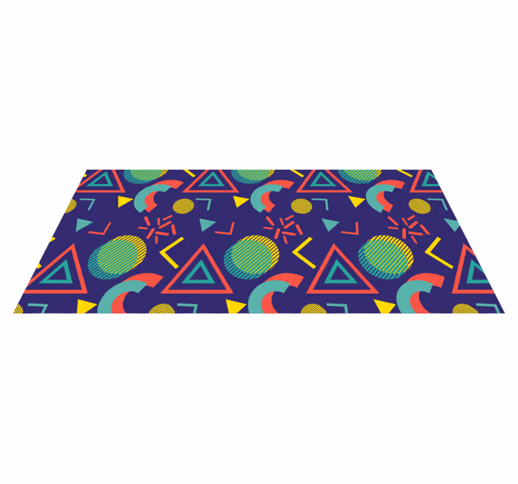 Geometric vinyl rug with vibrant patterns - TenStickers