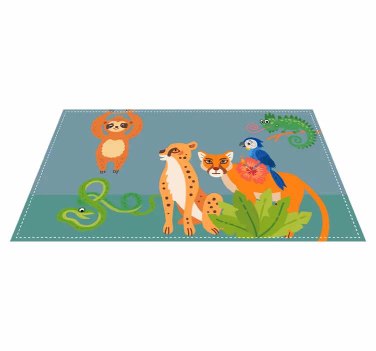 Jungle creature play area animal vinyl rug - TenStickers