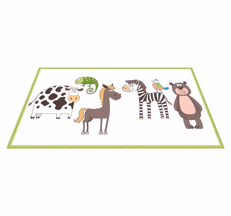 Cute Animal Friends kids vinyl rug - TenStickers