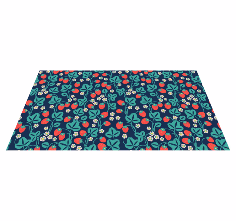Strawberry blue background kitchen floor tiles - TenStickers
