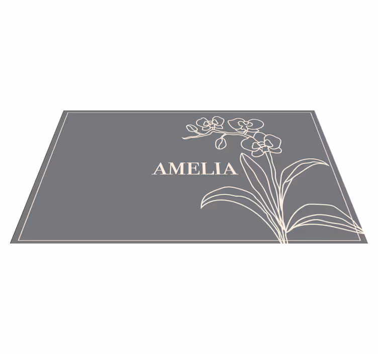 Nice orchid Line art with branch floral rug - TenStickers