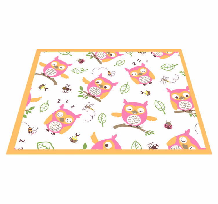Cute Owl Pattern nursery vinyl rug - TenStickers