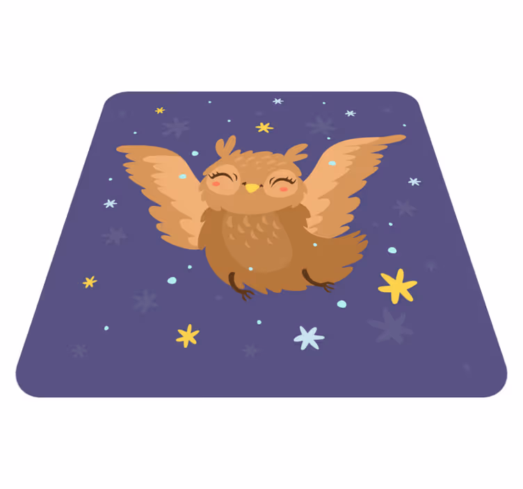 Cheerful Owl Design vinyl rug - TenStickers