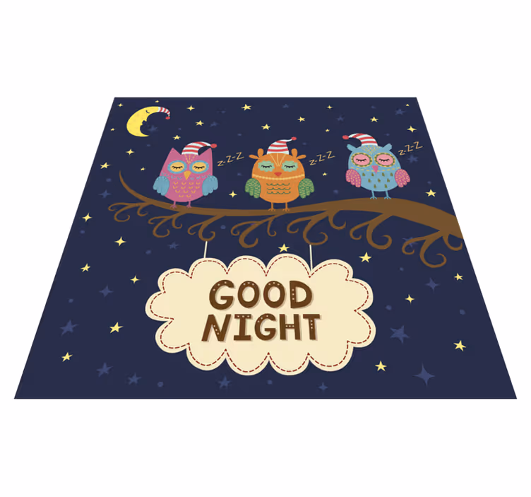 Sleepy Owl Trio animal vinyl rug - TenStickers
