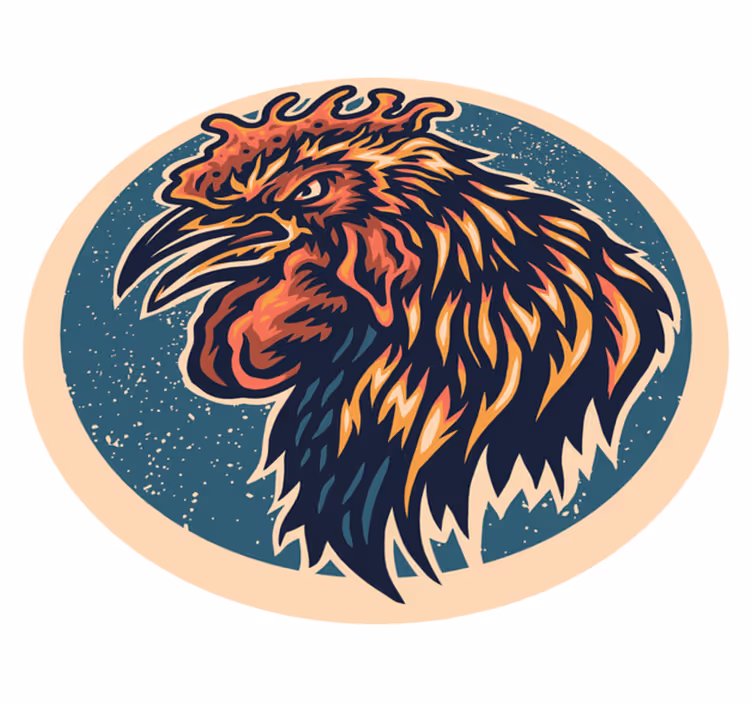 Rooster Head Illustration teenager vinyl rug - TenStickers