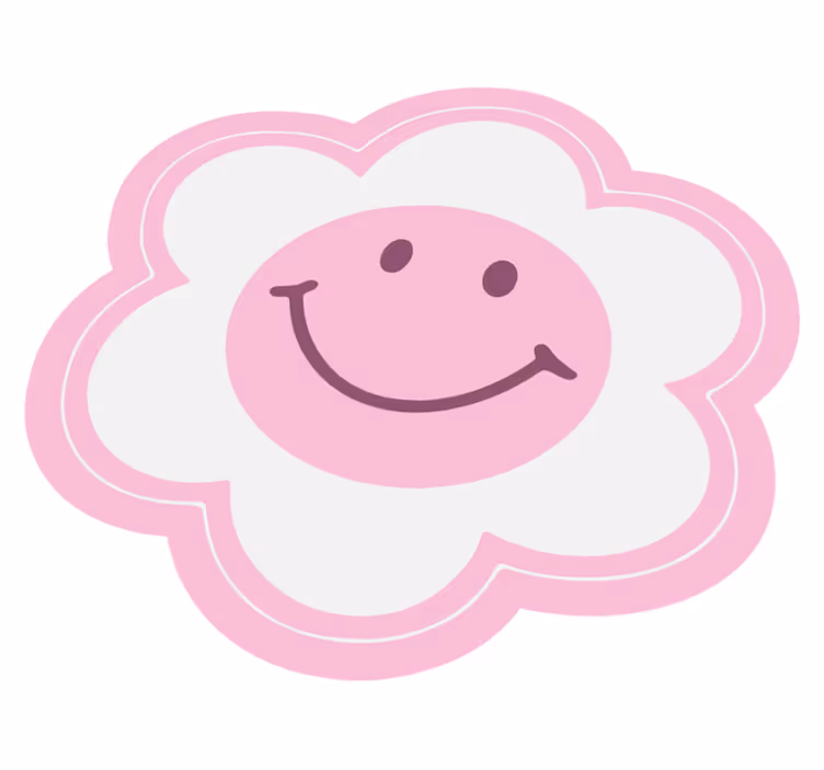 Smiley Floral Emblem teenager vinyl rug - TenStickers