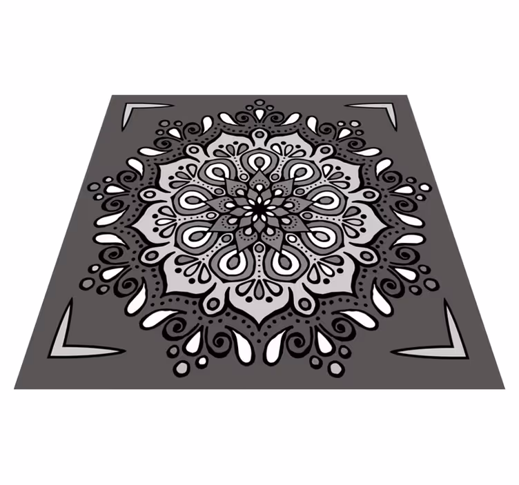 Harmonic black and white  mandala vinyl rug - TenStickers