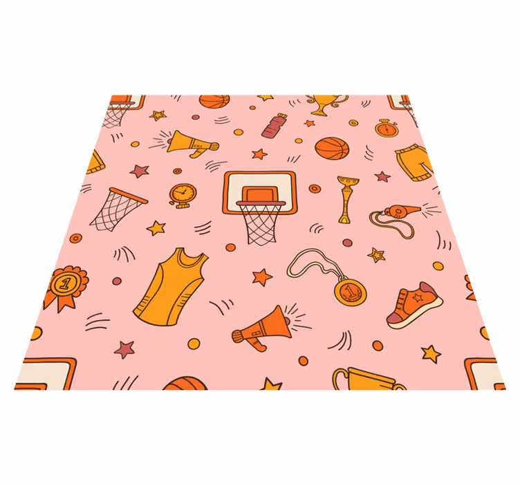 Sporty Fun Elements gaming vinyl rug - TenStickers